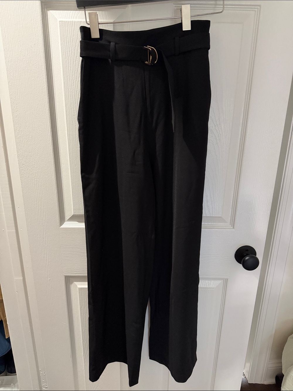 Anthropologie Bishop+Young High-Waist Wide Leg Belted Pants - Black